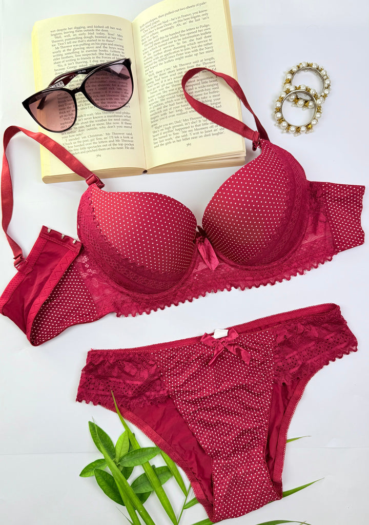 Midnight Dots Lace Lingerie Set Lish Blish