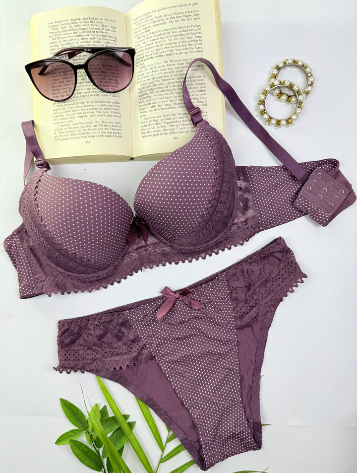 Midnight Dots Lace Lingerie Set Lish Blish