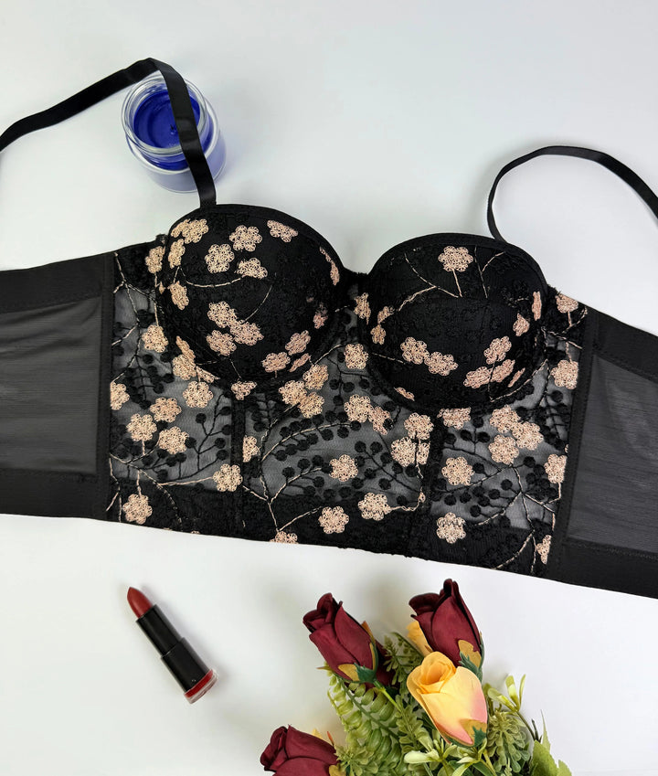 Floral Mesh Longline Bra Lish Blish