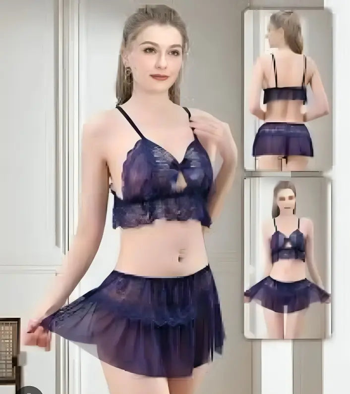 Net & Lace Nighty Set Lish Blish