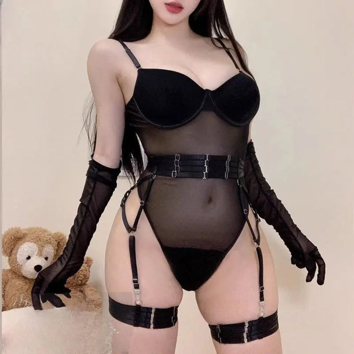 Red Vixen Nighty Set with Gloves Lish Blish